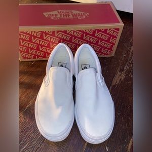 White slip on vans size 7 womens